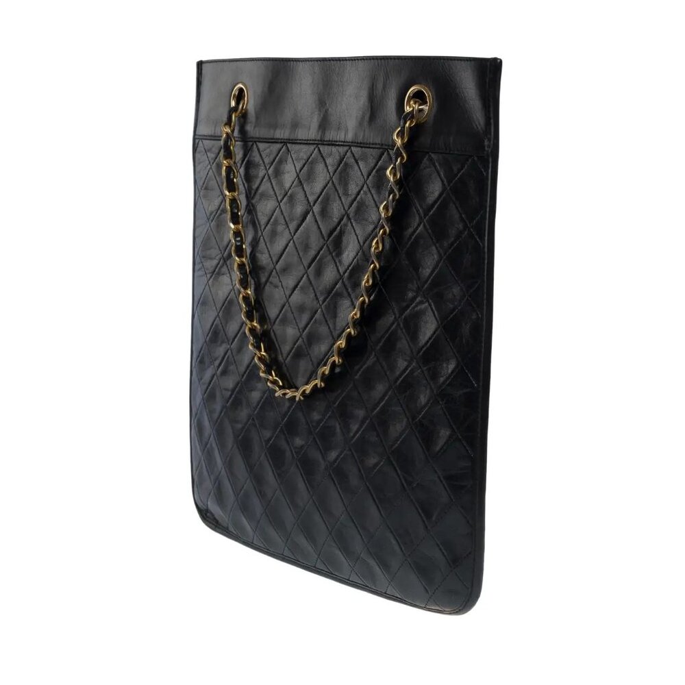 B-7. Chanel Lambskin Leather Quilted Tote